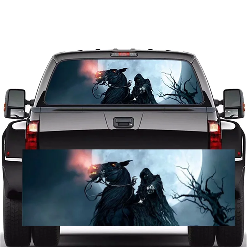 Skeleton Horse for Truck Jeep Suv Pickup 3D Rear Windshield Decal Sticker Decor Rear Window Glass Poster 165 X 56CM