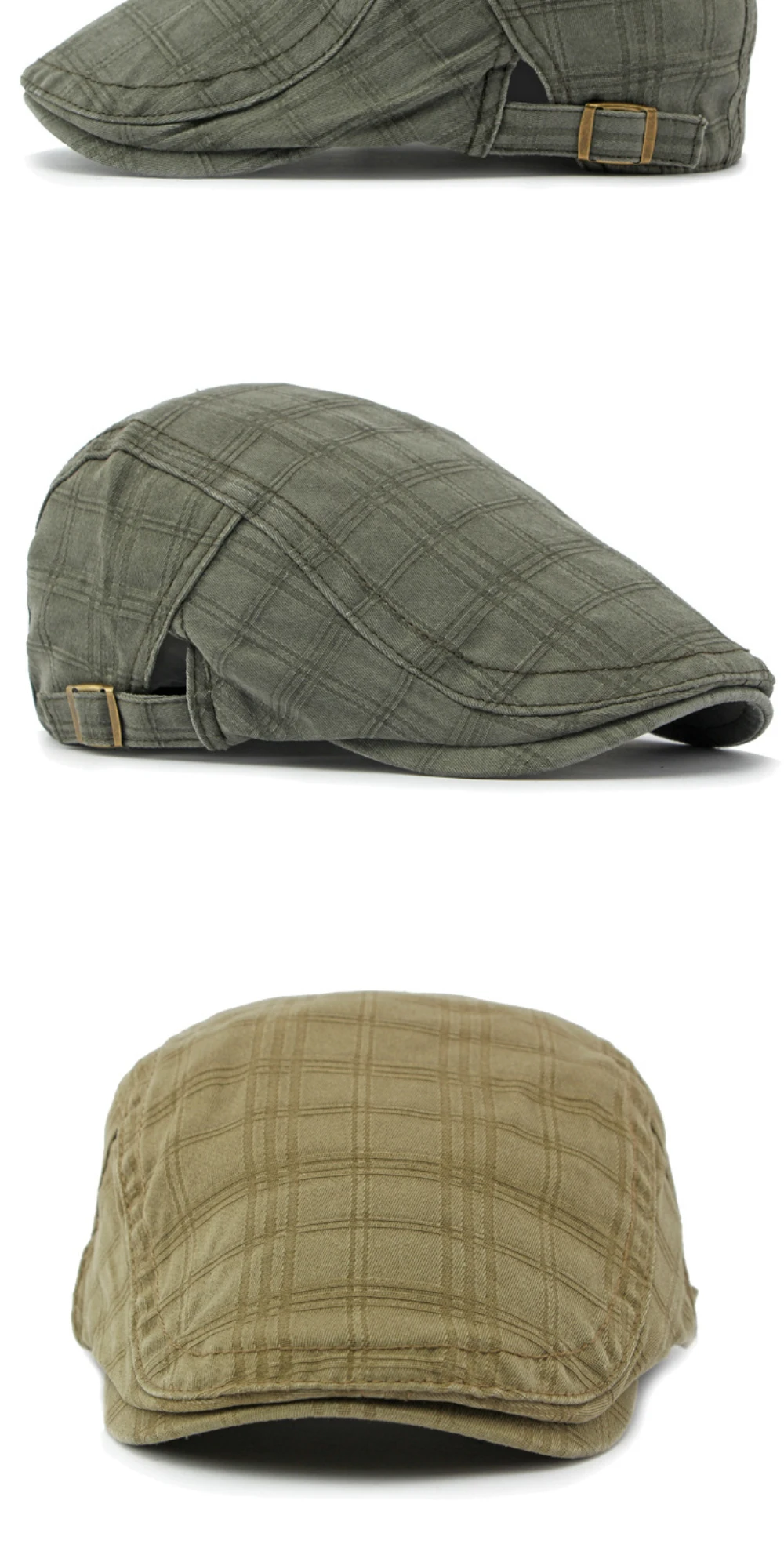 HT4239 Baskenmütze für Alle Jahreszeiten Baumwolle Ivy Flat Cap Damen Vintage Künstler Maler Baskenmütze Herren Unisex Kariert Verstellbare Herren-Baskenmützen – Detail 8