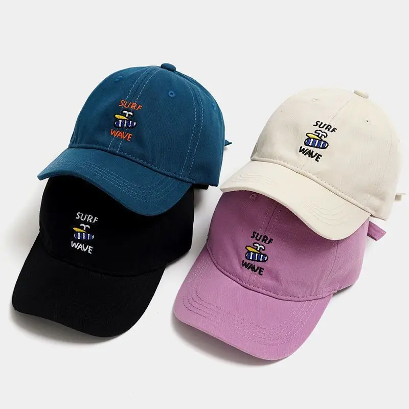 Gorros de lengua de pato con bordado de dibujos animados para niños de 1 a 5 años, sombreros para el sol ajustables para exteriores, sombreros deportivos informales para niños