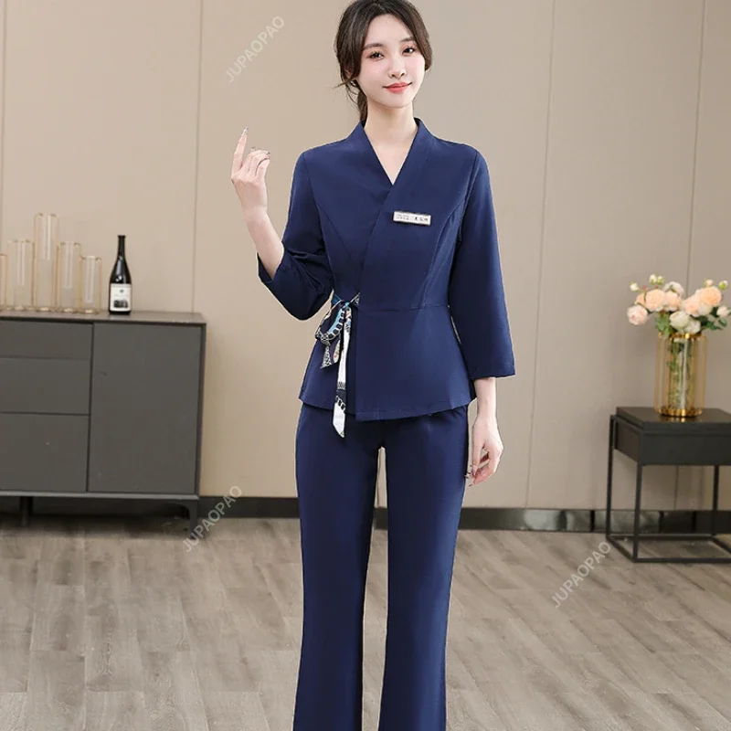 Frauen Uniform Schönheit Zeigen Gewicht Sauna Fußbad Kosmetikerin Kleidung Massage Kleidung Schönheit Salon Arbeit Kleidung Spa Uniform