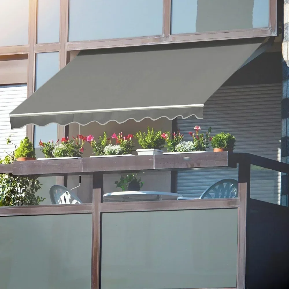 

Retractable Awning Shade Sun Cover, Outdoor Shelter for Deck with Manual Crank, 120 in Projection