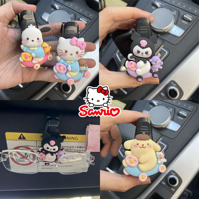 

Sanrio Hello Kitty, универсальный автомобильный солнцезащитный козырек, коробка для очков, зажим для солнцезащитных очков, милый мультяшный зажим для билетов, автомобильный солнцезащитный козырек, аксессуары