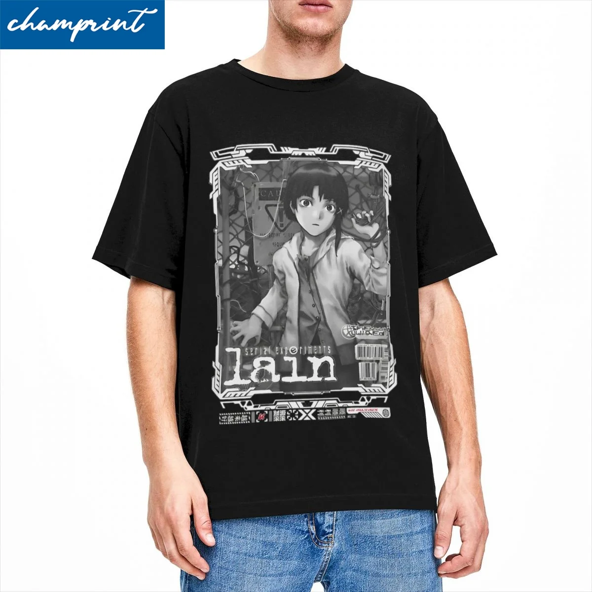 Serial Experiments Lain Wired Men Women T Shirts Anime Lwakura Sci Fi Manga Tees Short Sleeve T-Shirts Cotton Original Tops