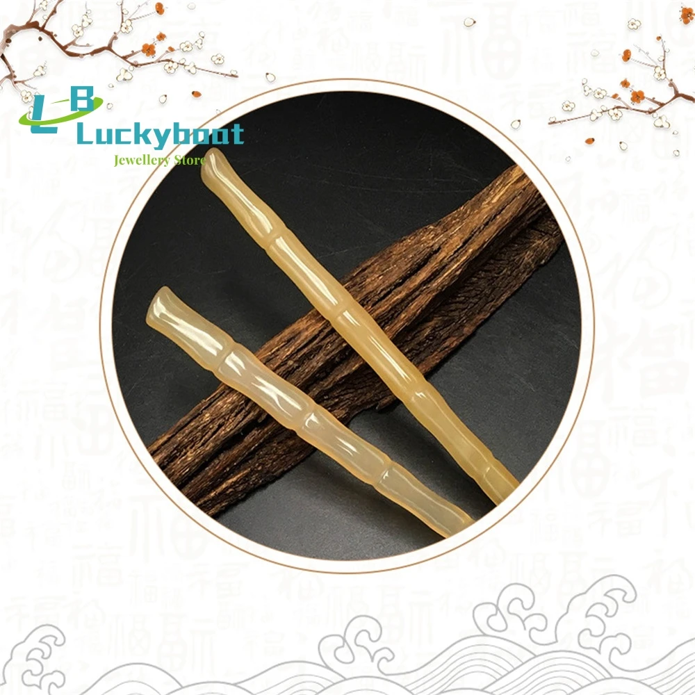 Natural Horns Ancient Style Long Plus Hairpin  Bamboo Section Daily  Simple Retro