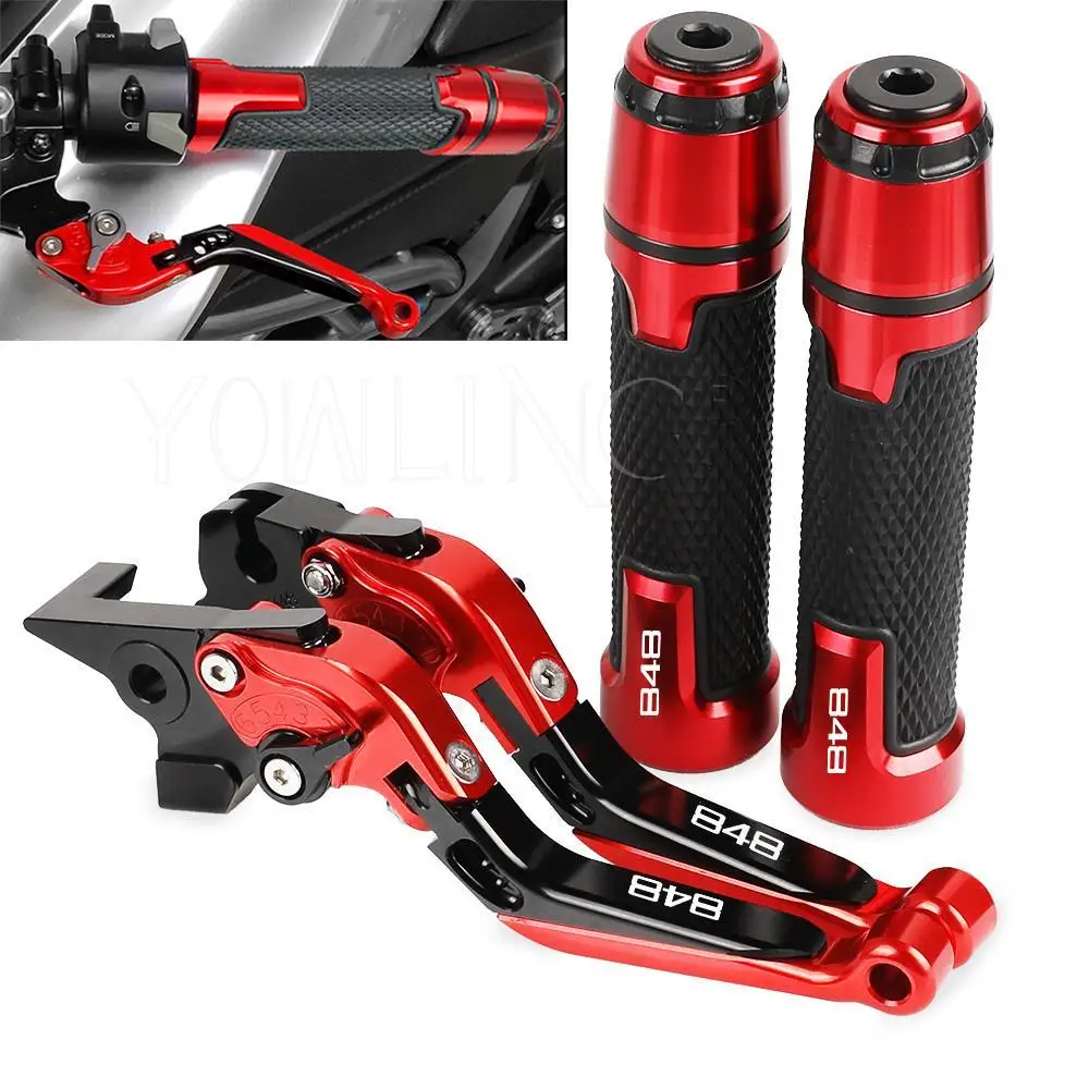 

848EVO Motorcycle CNC Brake Clutch Levers Handlebar Handle Hand Grip Ends FOR DUCATI 848 EVO 2007 2008 2009 2010 2011 2012 2013