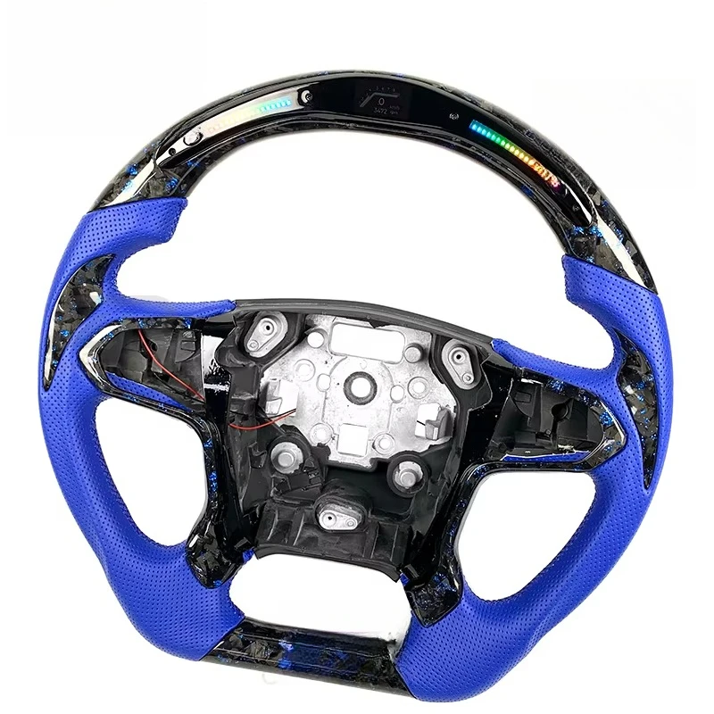 Car Interior Sporty Forged Carbon Fiber LED RPM Customized Leather Racing Modification Steering Wheel for