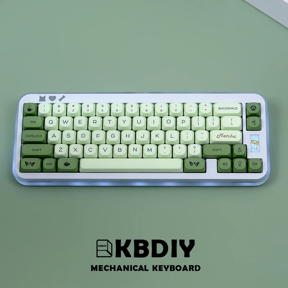 KBDiy 143 klawisze/zestaw rosyjski japoński koreański czapka Matcha zielona KOA nasadki na klawisze z PBT do mechanicznej klawiatury dla GMK67 GMK64 61 — zdjęcie produktu 2