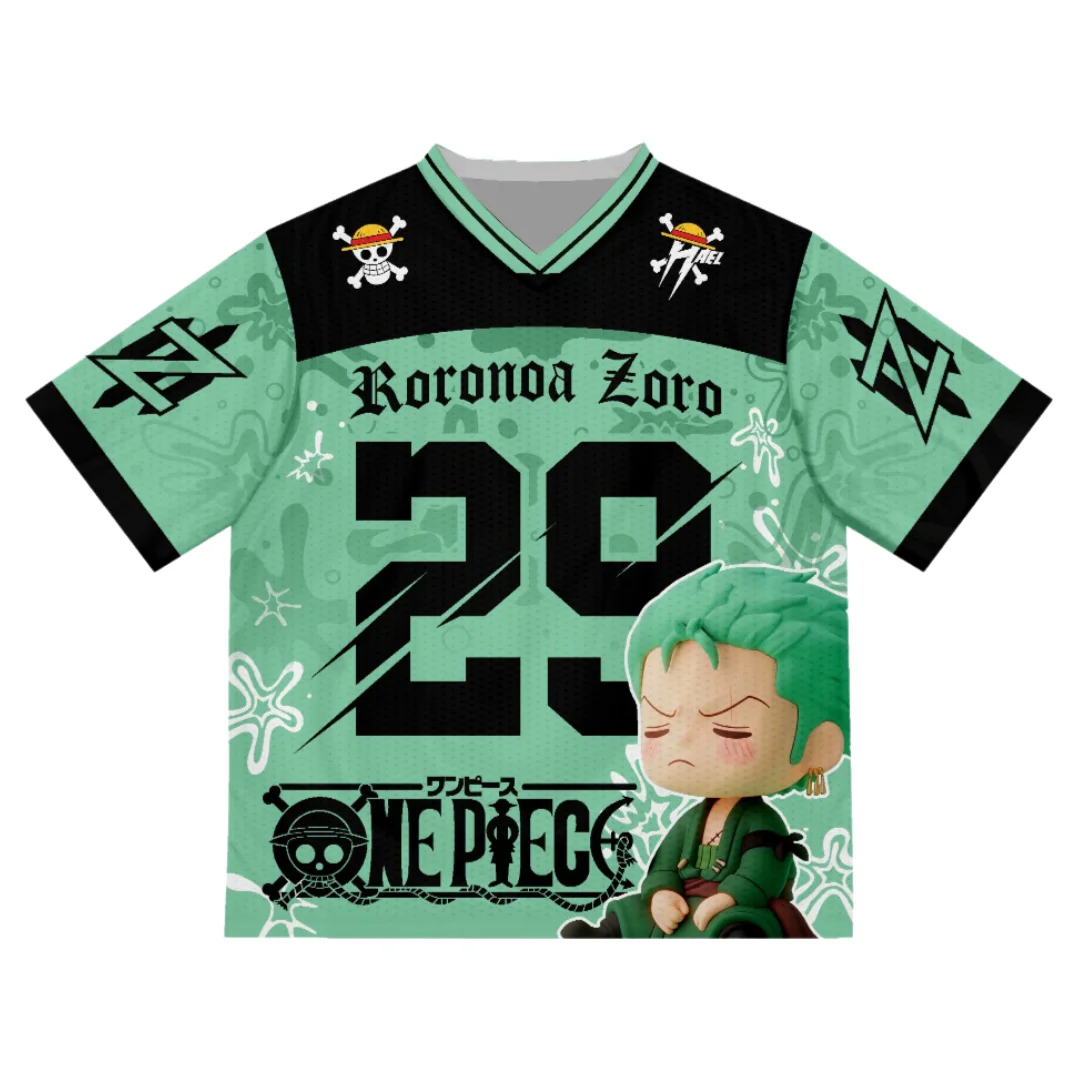 

Футболка Bandai Straw Hat Pirates Chibi Character Jersey One Piece Anime для взрослых и детей с V-образным вырезом, летняя, быстросохнущая, мягкая, легкая