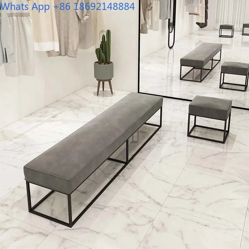 

Clothing Store Fitting Room Shoe Changing Bench Simple Long Strip Shop Use Minimalist Shoe Trying Sofa Side Long Bench
