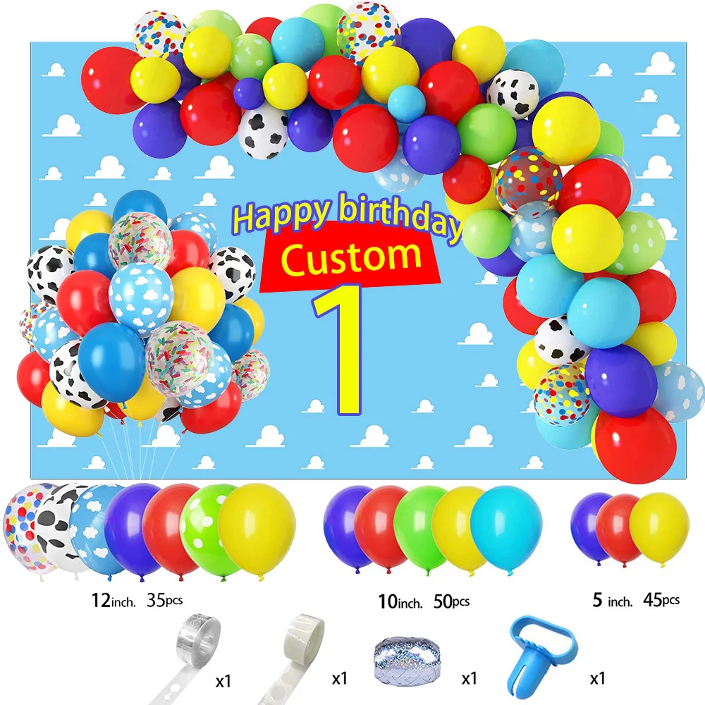 

Toy Story Birthday Party Decoration Balloons Garland Arch Kit Personalized Background Cloth Latex Balloon Set Baby Shower Suppli