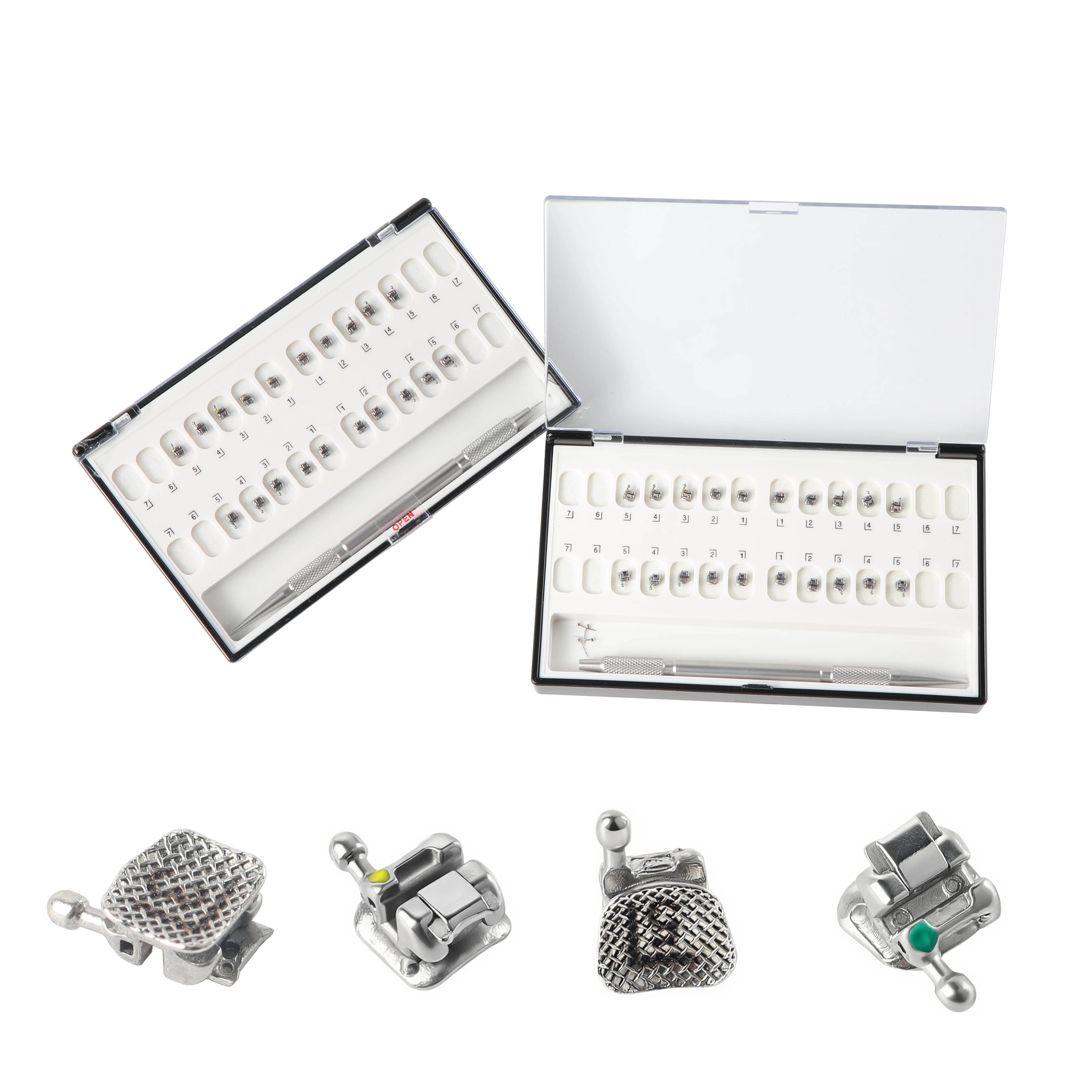 20 Pz Dentale Ortodontico MBT Bretelle Mini Staffe Metalliche Roth Edgewise 022 "018 Slot 345 Gancio Odontoiatria Materiale ortodontico