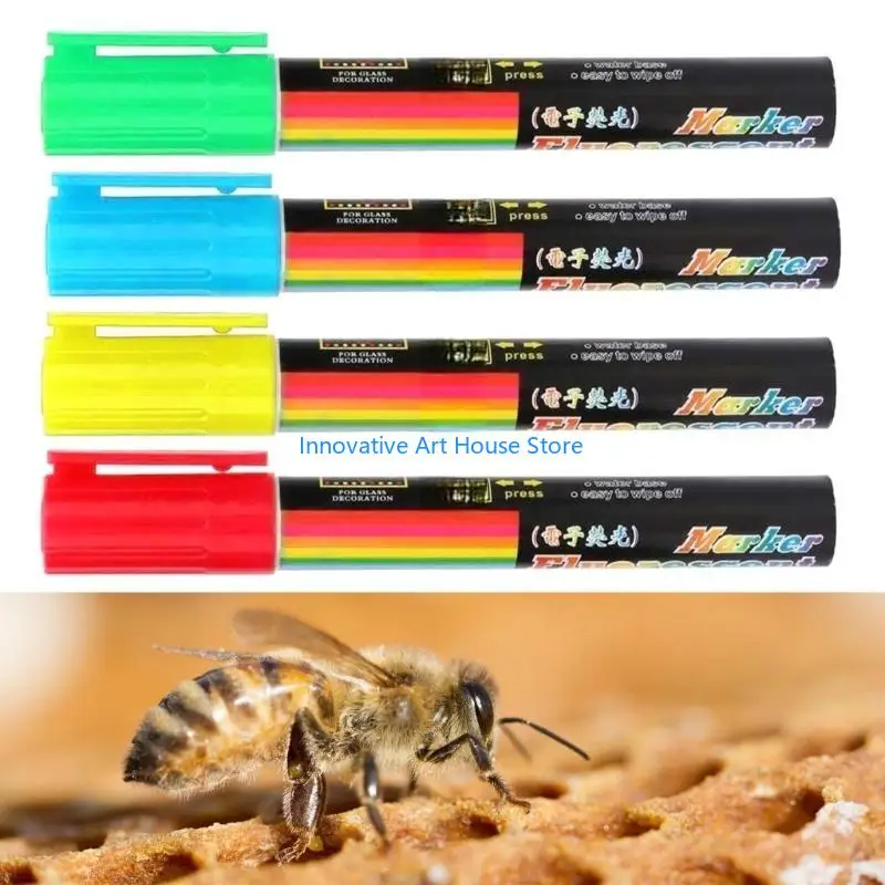 E1PC 4Pcs Water Based Queen Bees Marker Pens Queen Marking Pens Water Based Color Coded Beekeeper Essential