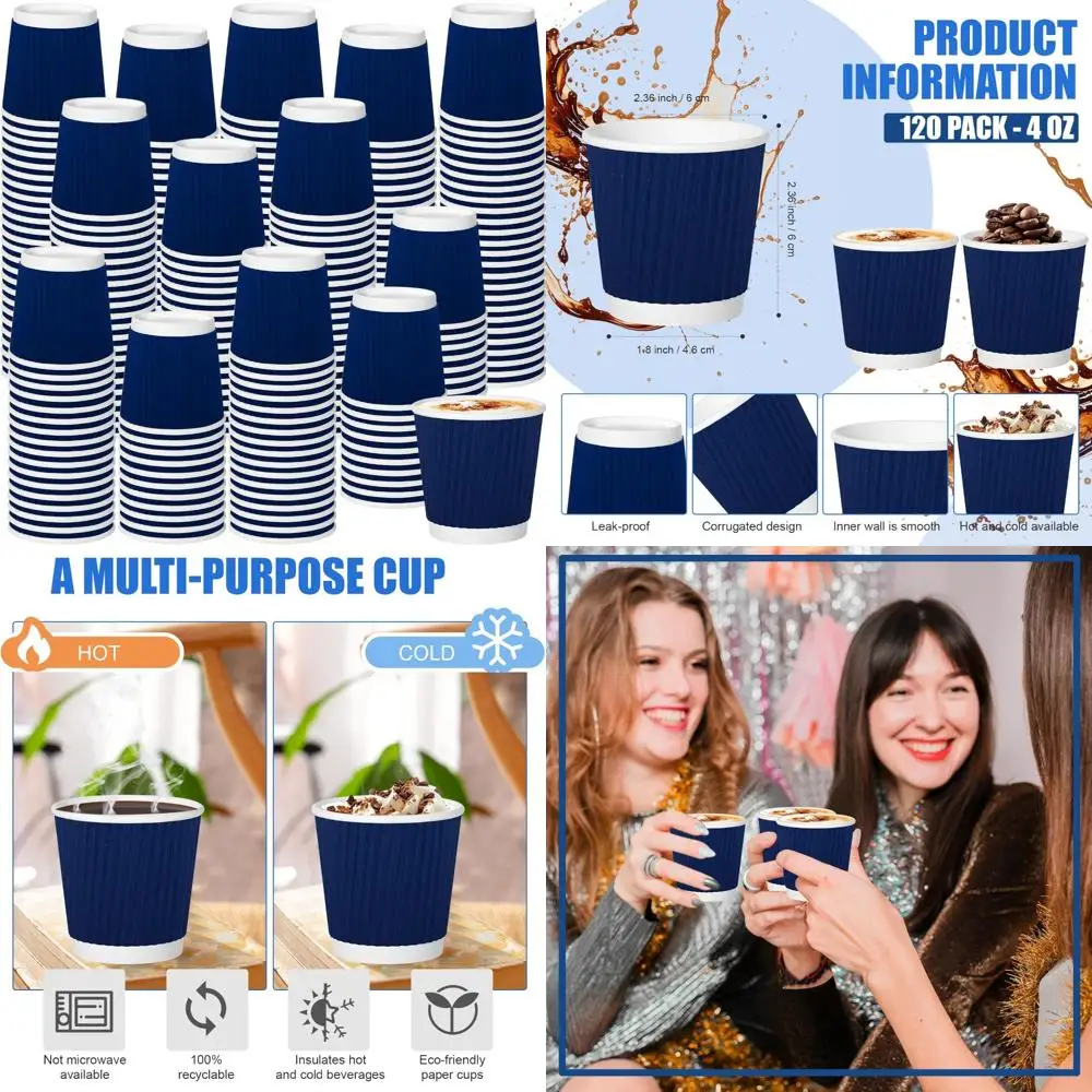 

Одноразовые стаканчики для эспрессо на 4 унции — изолированные волнистые бумажные стаканчики для кофе, идеально подходят для любителей кофеина