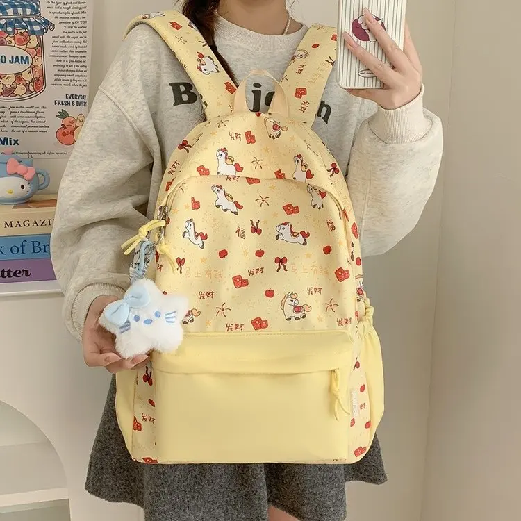 

Cute Backpack Girls Fashion School Bag Large Capacity Student School Bag Portable Travel Storage Bag for Kids Beach