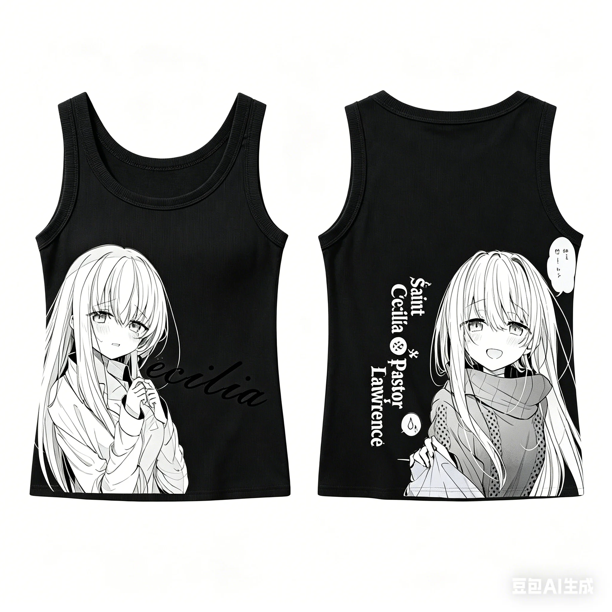 Saint Cecilia and Pastor Lawrence Ribbed Tank personality Clothes New Model Anime T-shirt Yearround clothing Plus Size Y2k Short