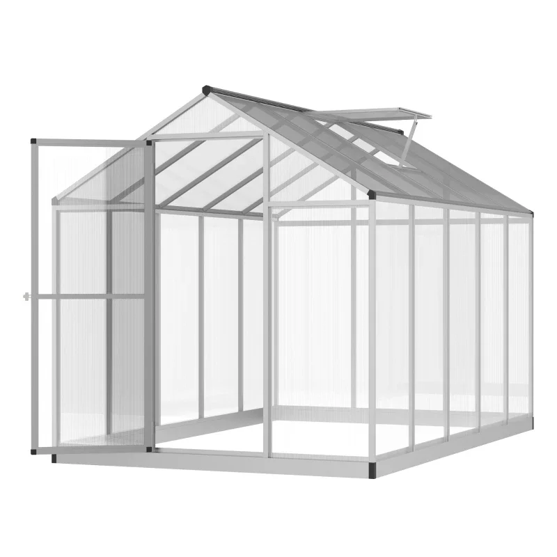 

reenhouse for Winter, Walk-In Polycarbonate Greenhouse,Transparent Sheets, Silver Frame