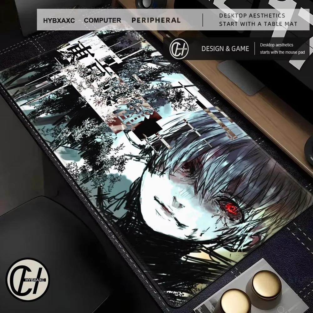

Mouse Pad Office PC Gaming Accessories Keyboard Rug Laptop Kaneki Ken Black And White Mousepad Japan Anime Tokyo Ghoul Desk Mat