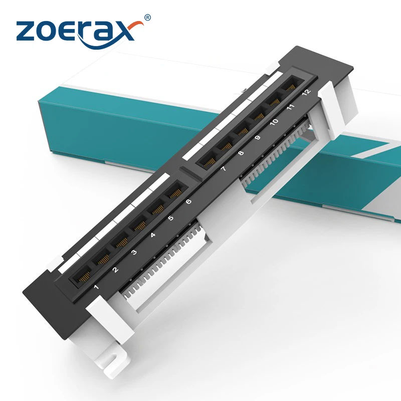 ZoeRax 12-Port Cat6 Patch Panel, Wall Mount, Included 89D Bracket, Vertical or Horizontal Installation Cat5e & Cat6 RJ45 Cabling