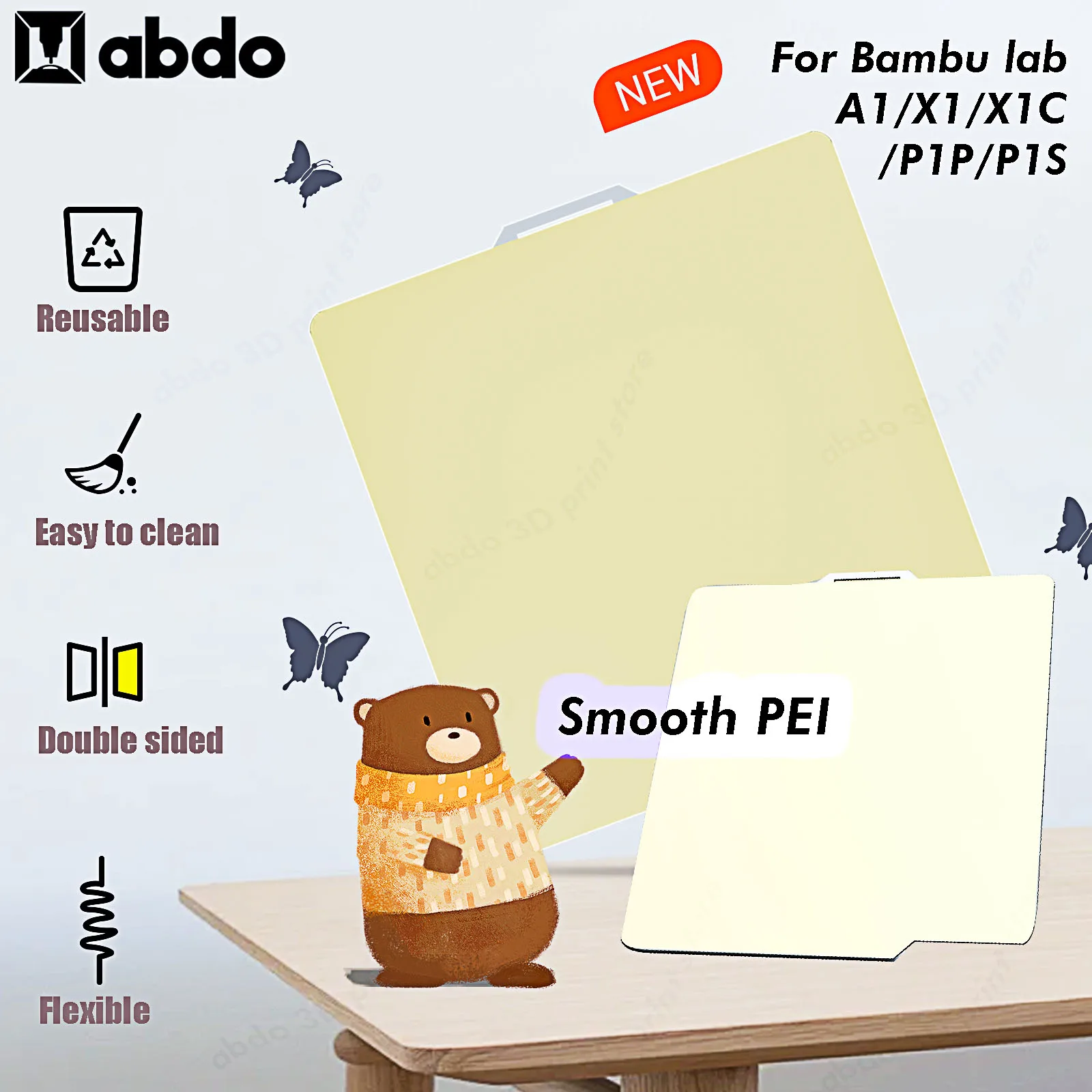 

Для Bambu Lab P1S Build Plate A1 X1C Smooth PEI 257x257 мм Лист пружинной стали PEI для Bambulabs X1 Carbon Bamboo Lab гладкий PEI