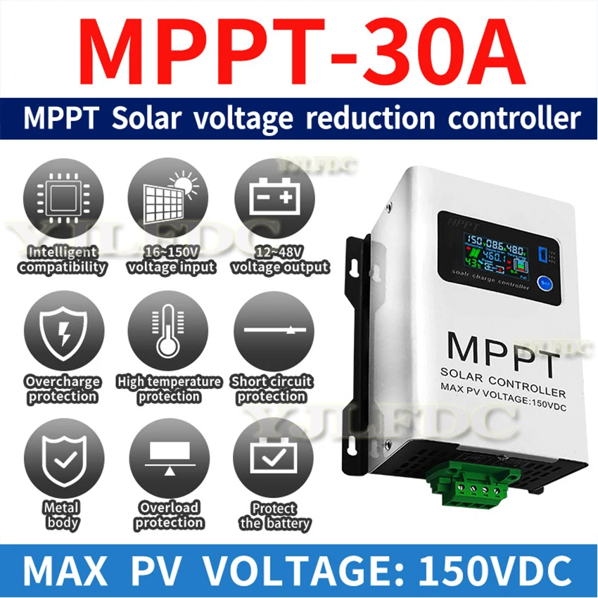 Auto Voltage Reducing type 150V MPPT 30A  Solar Charge Controller Touch For Lifepo4 Lithium GELLead Acid Home Solar Panel System