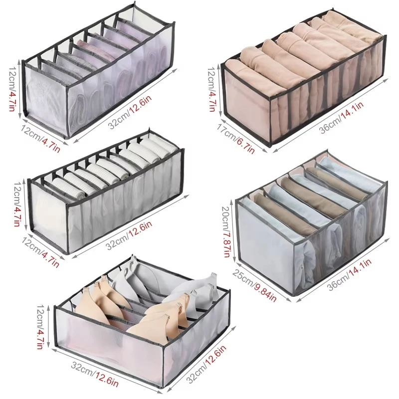 Organizadores de cajones para ropa interior, calcetines, sujetador, pantalones, compartimento, caja de almacenamiento, organizador de guardarropa, ropa, sujetador, divisores, cajas de rejillas