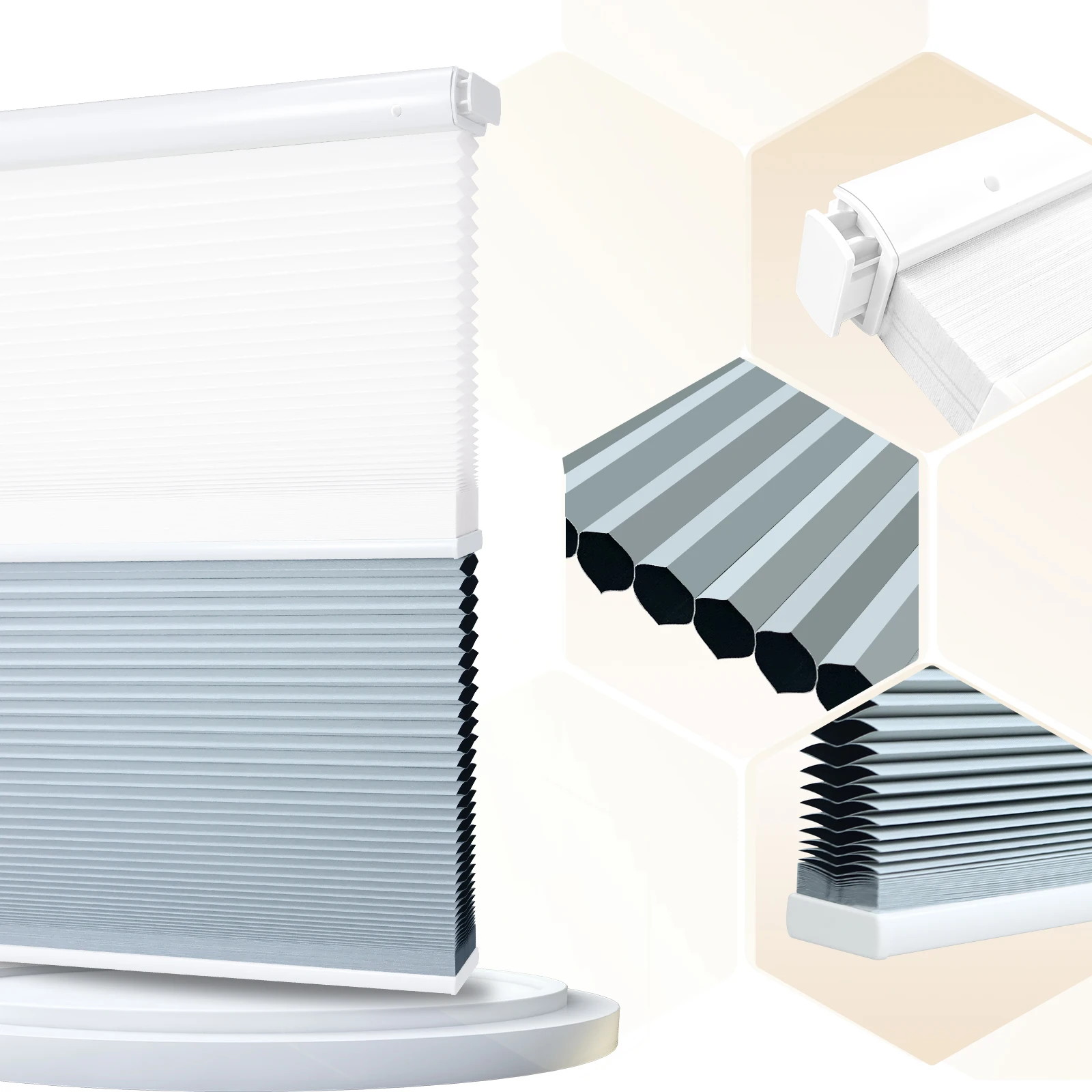 Tuya WiFi Smart Day and Night Noiseless Blackout Remote Control No Drill Motorized Cellular Shades Honeycomb Blinds for Window