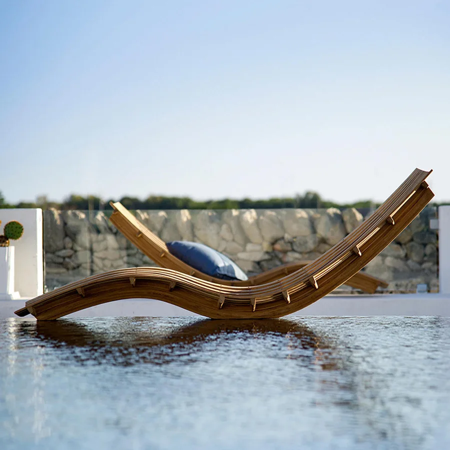

Outdoor Lounging Courtyard Swimming Pool Nap Leisure Lounging Balcony Waterproof Sunscreen Teak Lounger Waterproof Garden Furnit