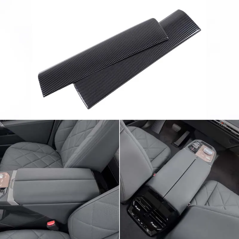 

2Pcs ABS carbon fiber For BMW ix 2022-2024 car center console armrest box decorative cover sticker car protection accessories