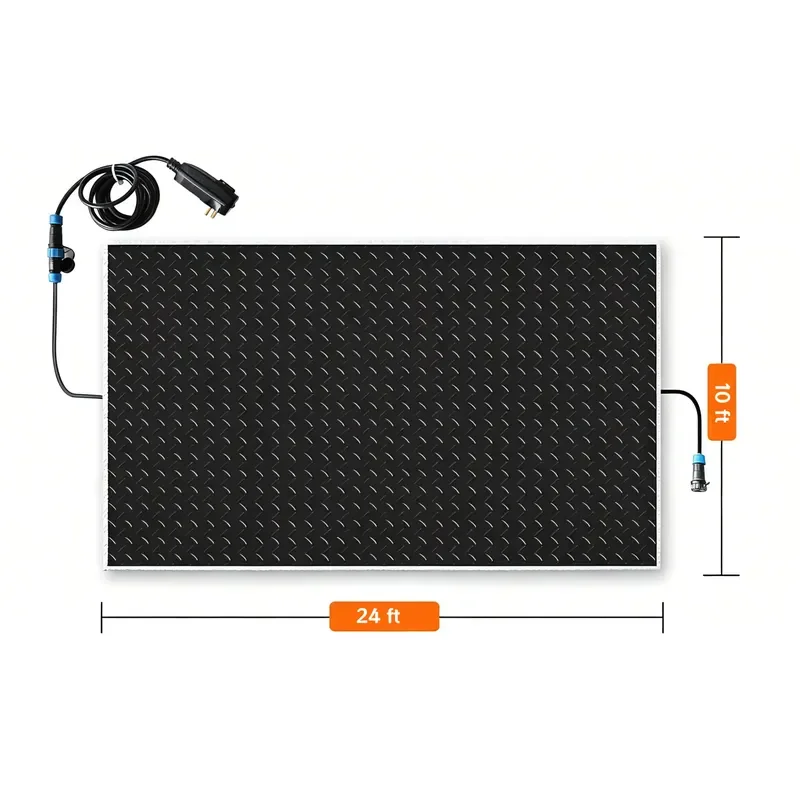 for 24in x 10ft 1500W 110V Electric Heated Snow Melting Mat IP67 Waterproof Non-Slip Outdoor Entrance Sidewalk Runner for