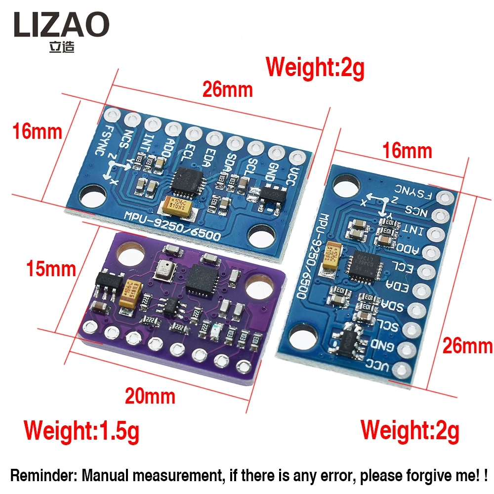 MPU9250 Sensor Module 9-Axis Acceleration Gyro Compass MPU9250/MPU6500/GY-91 Attitude Sensor Board For Arduino DIY Projects view 6