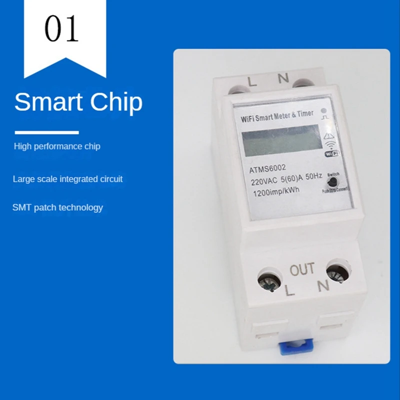 Medidor Inteligente WiFi com Interruptor Medidor, Medidor Remoto, ATMS6002