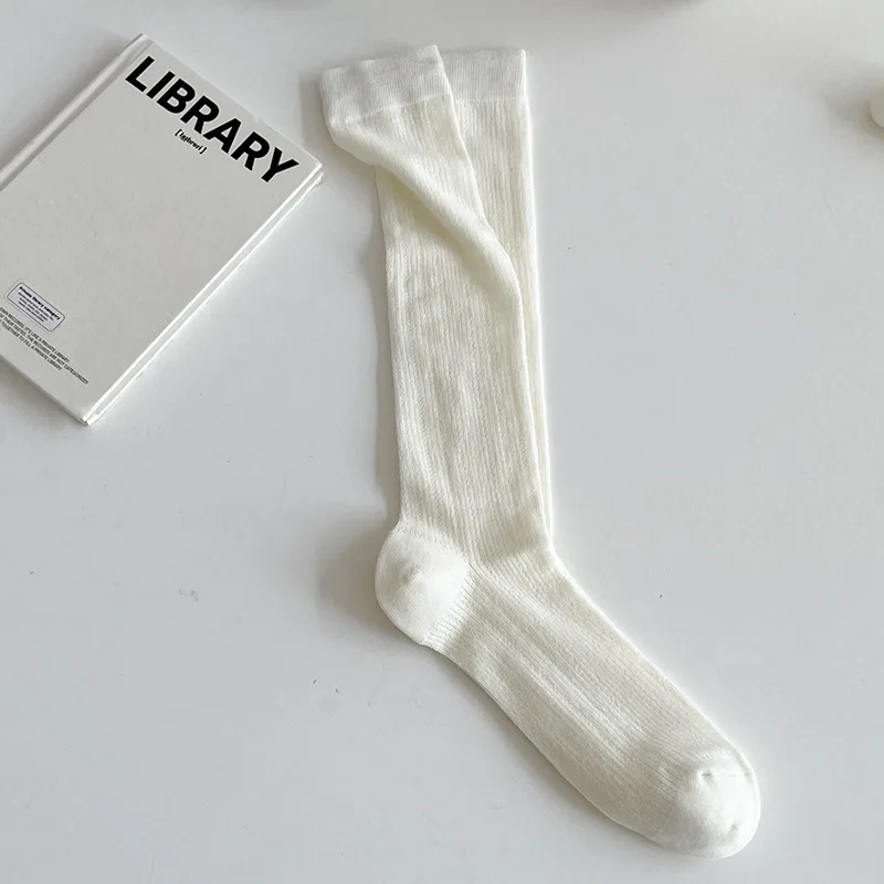 Balletcore Calf Socks Women's Mid-calf Socks White Black Scrunched Socks Summer Thin Mesh Stockings