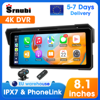7/8.1 Inch Motorcycle 4K DVR Portable WIFI Moto Navigation GPS for Wireless Carplay Android Auto IPX7 Waterproof Screen Dual BT