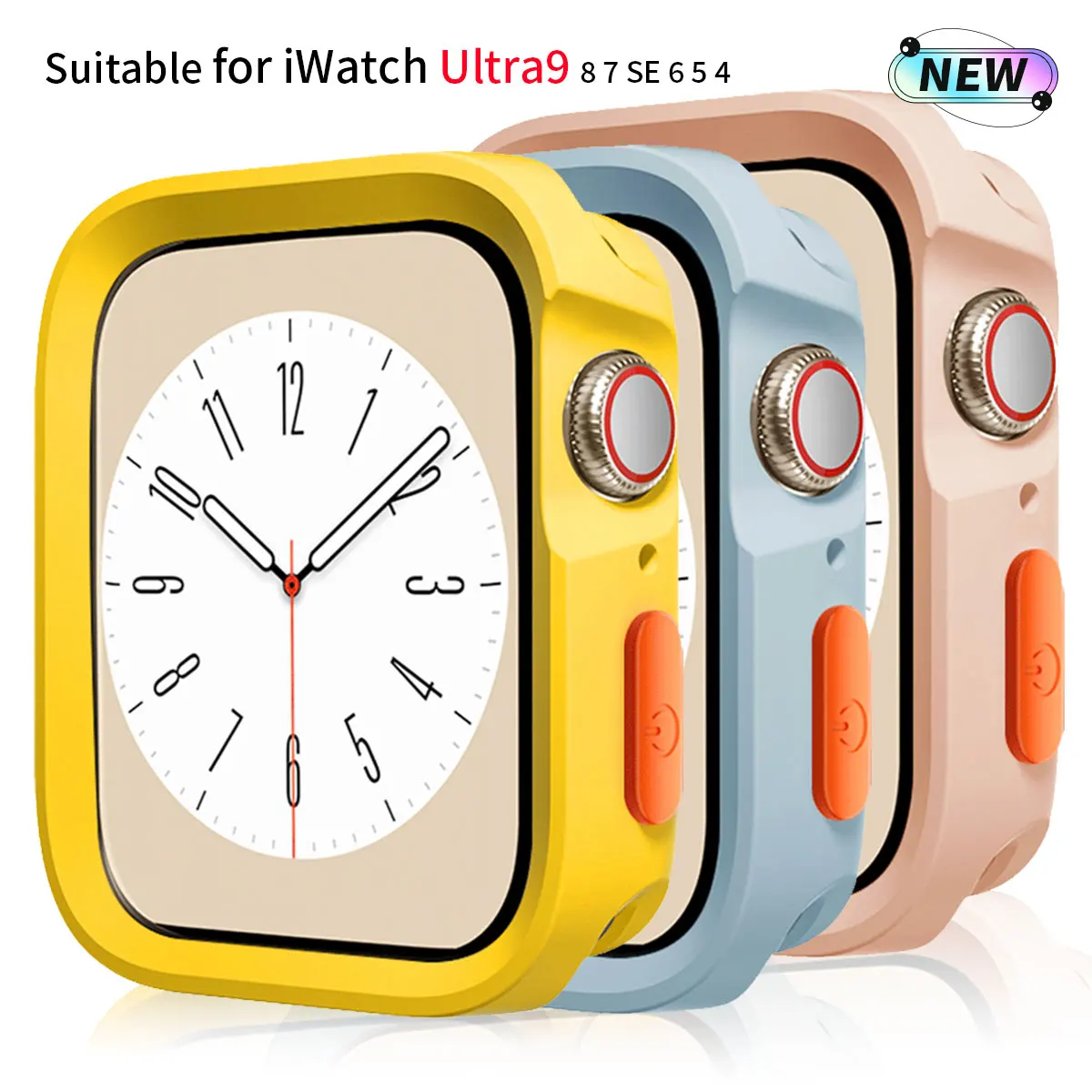 

2024 New Safety frame silicone soft case for Apple Watch Ultra987654 SE Sports Anti-drop case for iwatch 49mm 41mm 40mm 44mm 45m