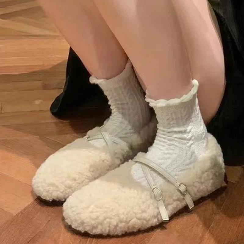 

Fur Women's Loafers Shoes Fashion Short Plush Cotton Shoes 2025 Designer Walking Autumn Dress Woman Shoes New Snow Mujer Botas