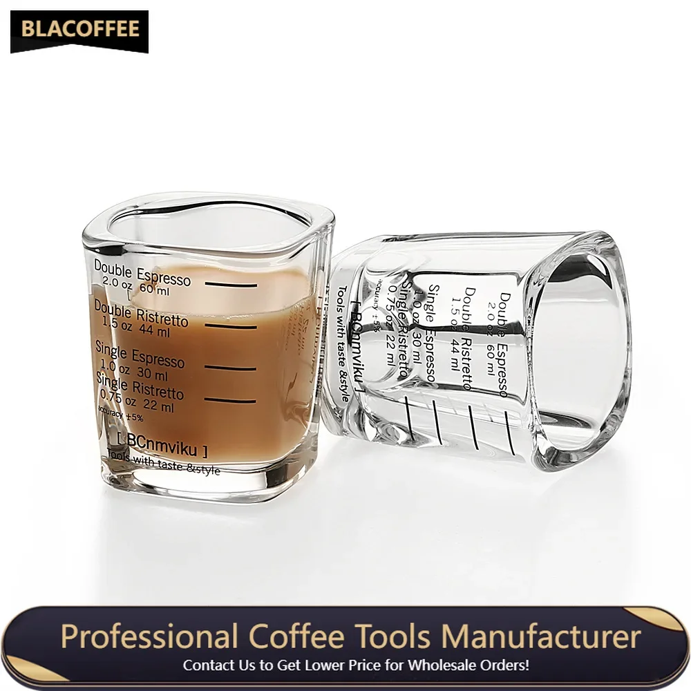 

Measuring Cup 60ml Square Espresso Shot Glass Thickened Double Wall Ounce Cup with Scale