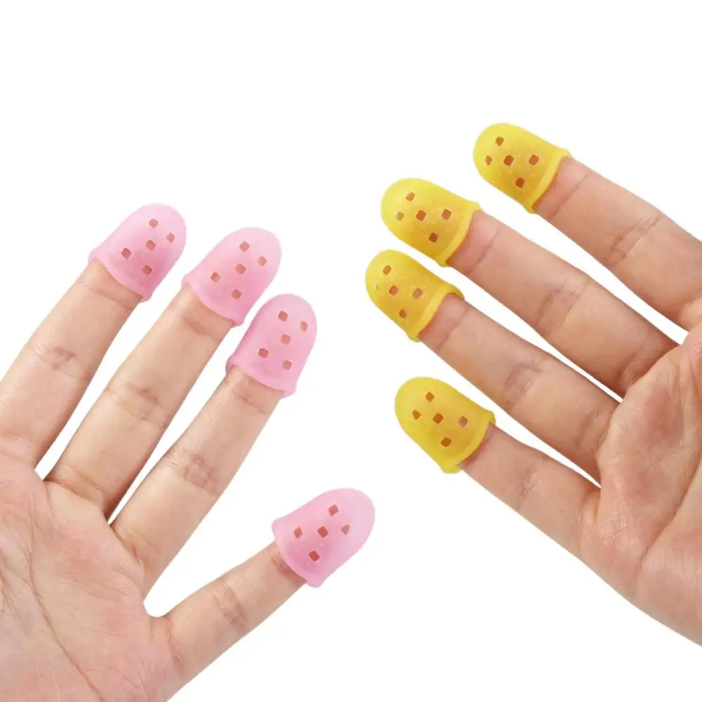 4 ชิ้น/เซ็ตลื่นกีตาร์ปลายนิ้วป้องกันยางสีทึบ Thimble ซิลิโคน Finger Guards DIY Craft ถุงมือ