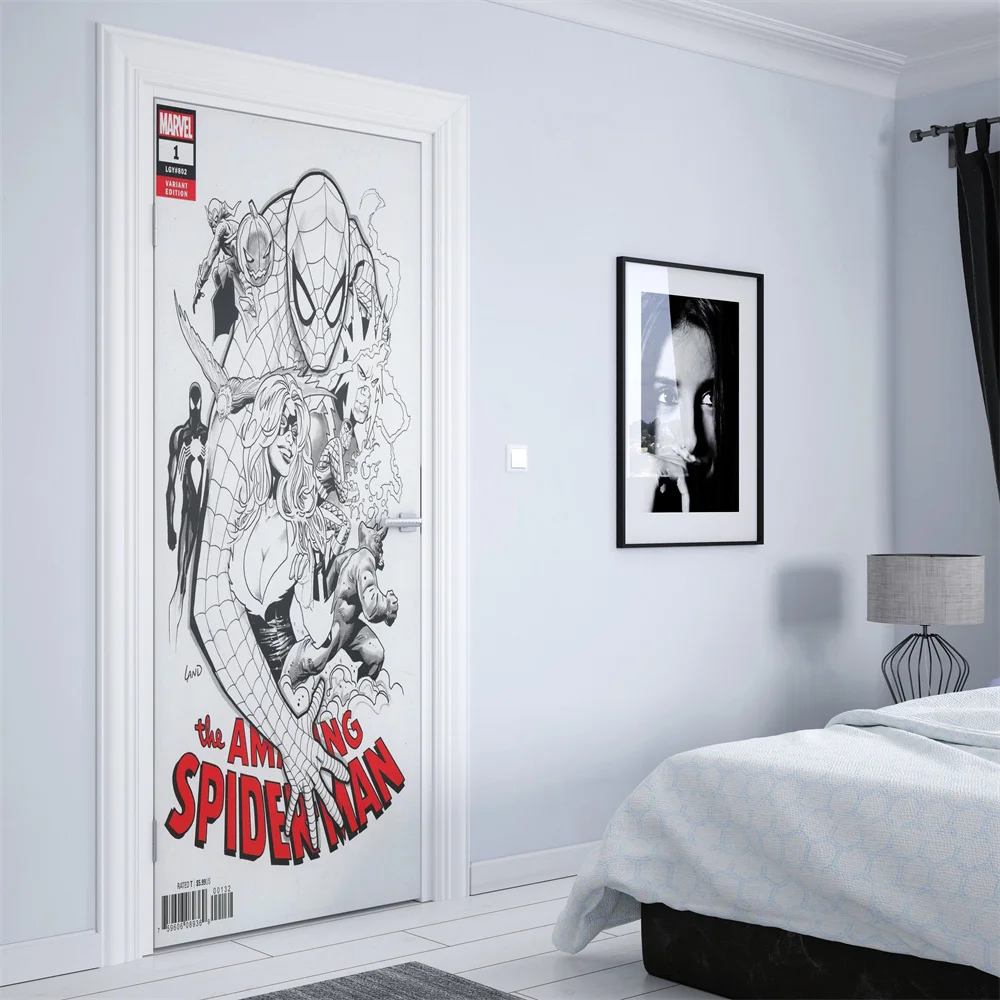 Marvel Super Hero Hulk Spider-Man Iron Man HD Printed Door Sticker Home Decoration Boy's Room Premium Wall Sticker Decoration