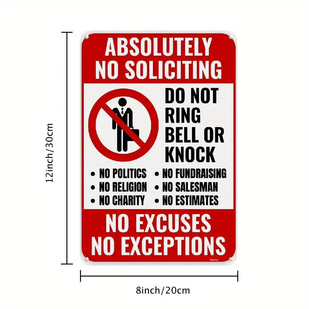 Vintage Metal'No Soliciting'Sign-'Please Do Not Knock,Ring The Bell'-Absolutely Refuse Uninvited Guests-Suitable for Front Doors