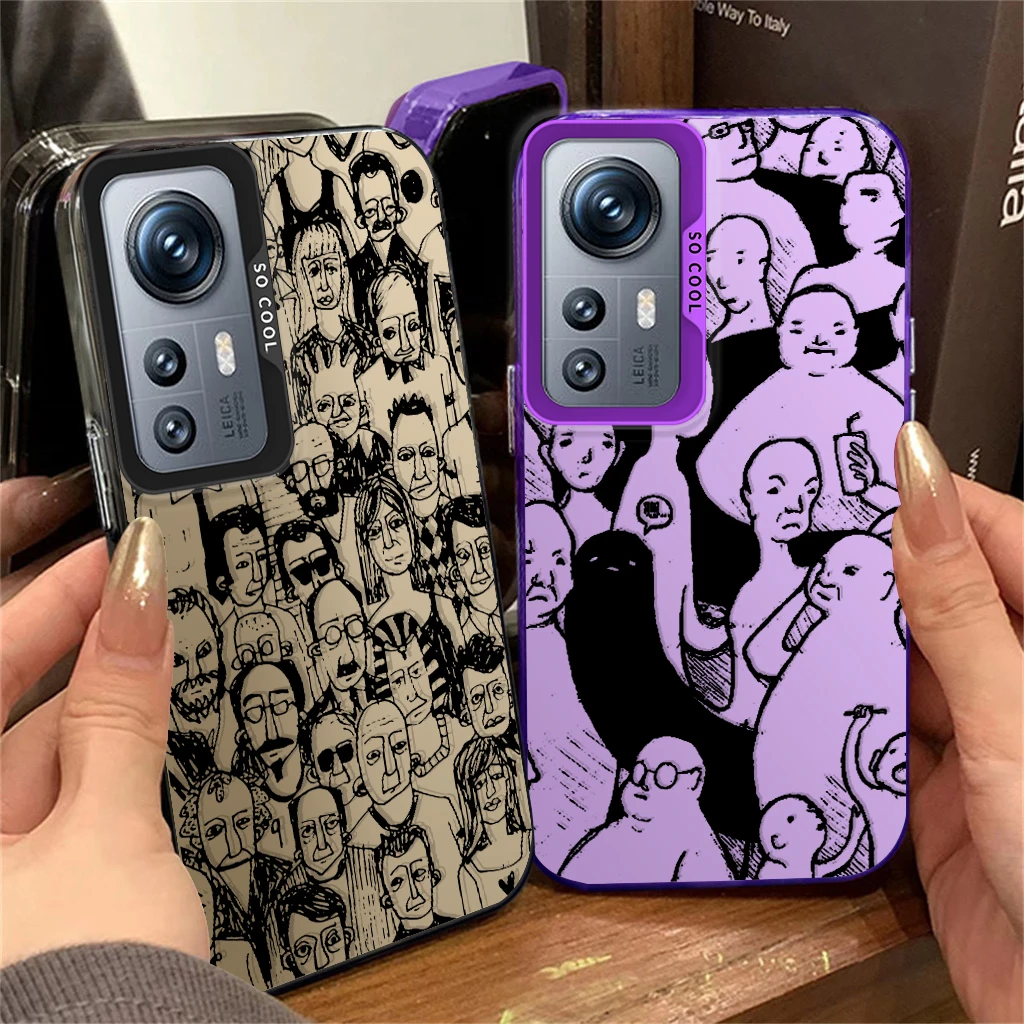 Black Humor Art For Redmi Note 13 12S 11S 10Lite Pro Max Plus 4G 5G Fashion Colorful Silver Phone Case