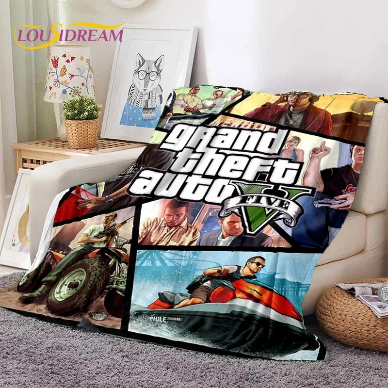 GTA Game Grand Theft Auto Gamer Soft Flannel Blanket for Beds Bedroom Sofa Picnic,Throw Blanket for Cover Outdoors Leisure Gift