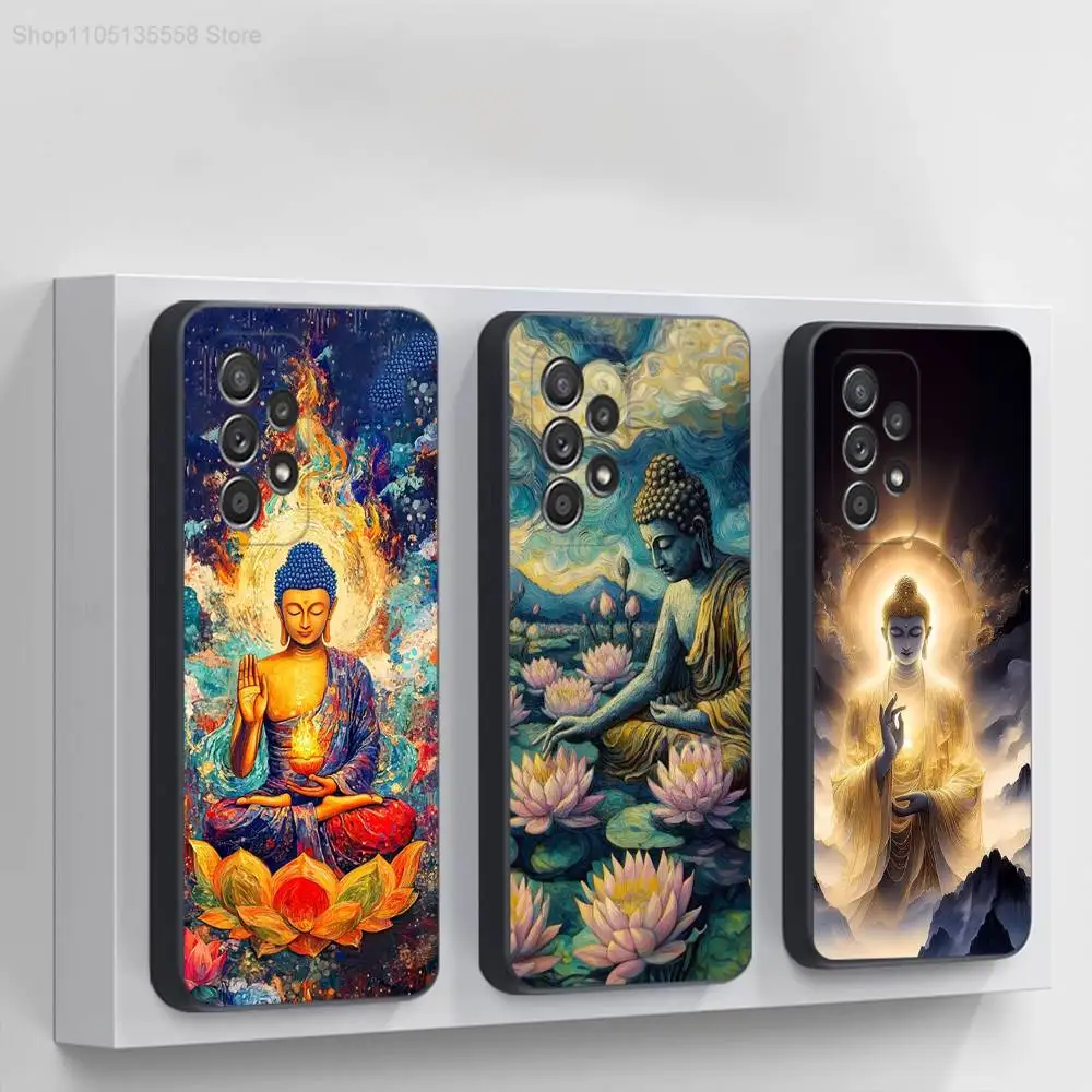 

Buddha Art Pattern Phone Case For Samsung S 25,24,23,22,30,21,10,9,Ultra,Plus,Lite,FE,4,5G Black Soft Case