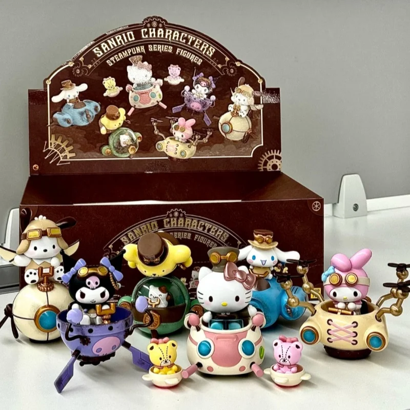 Sanrio Blind Box Family Steampunk Series Anime Figure Kawaii Kuromi Desktop Decor Mystery Box Model Girl Toys Birthday Gift