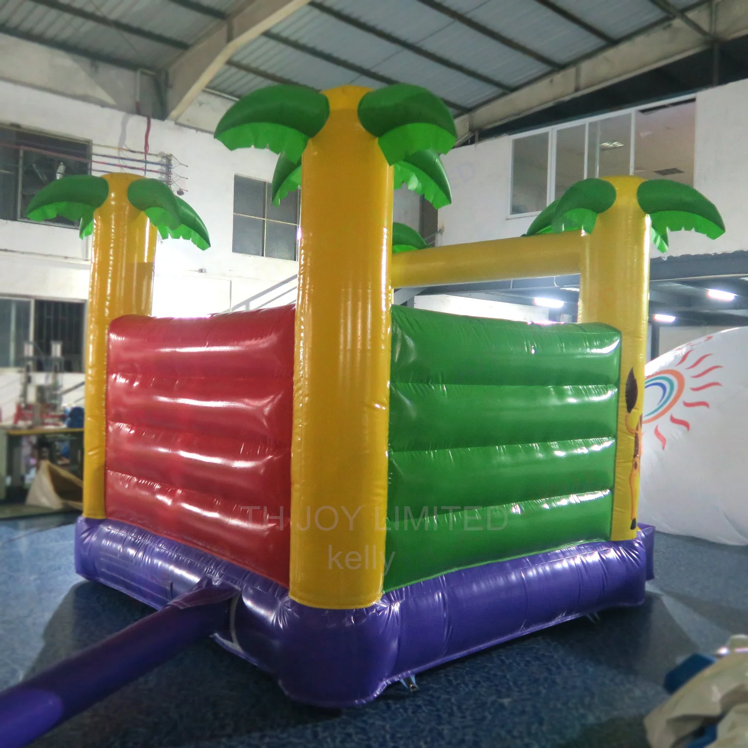 3,5 x 3 x 2,8 m schöne aufblasbare Hüpfburg Elefant Luftspringen Hüpfburg Luft Moonwalk mit Palme für Kinder