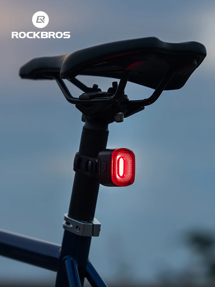 AliExpress ROCKBROS Bicycle Smart Brake Taillight Same Frequency Induction Bike Rear Light Type-C Waterproof MTB Road Cycling Warning Light
