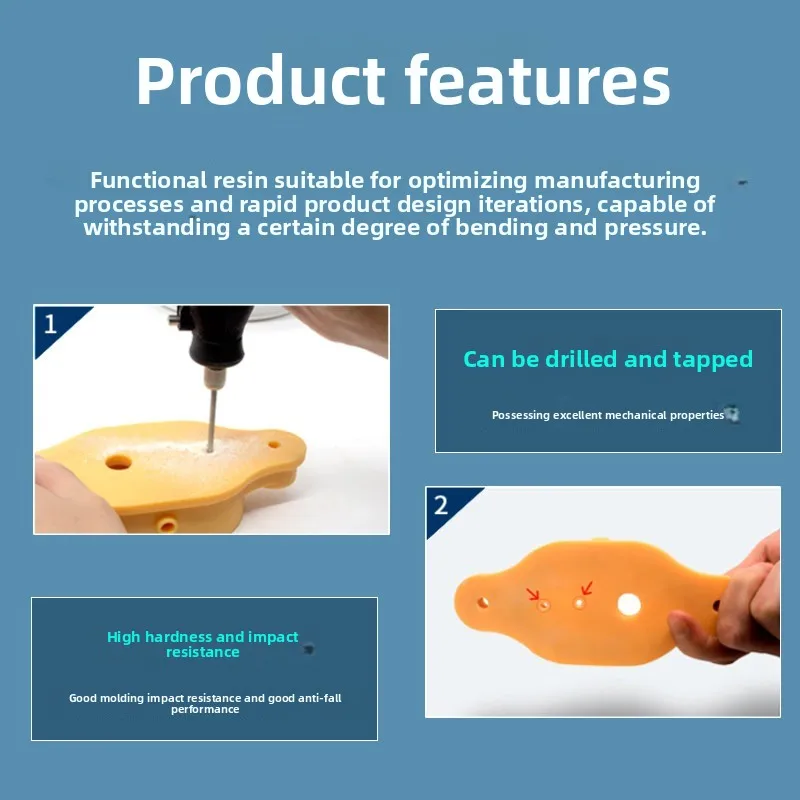 ABS-like Photopolymer Resin for LCD 3D Printer High Strength Low Odor Drill Tap Compatible DLP for Engineering Figure Parts
