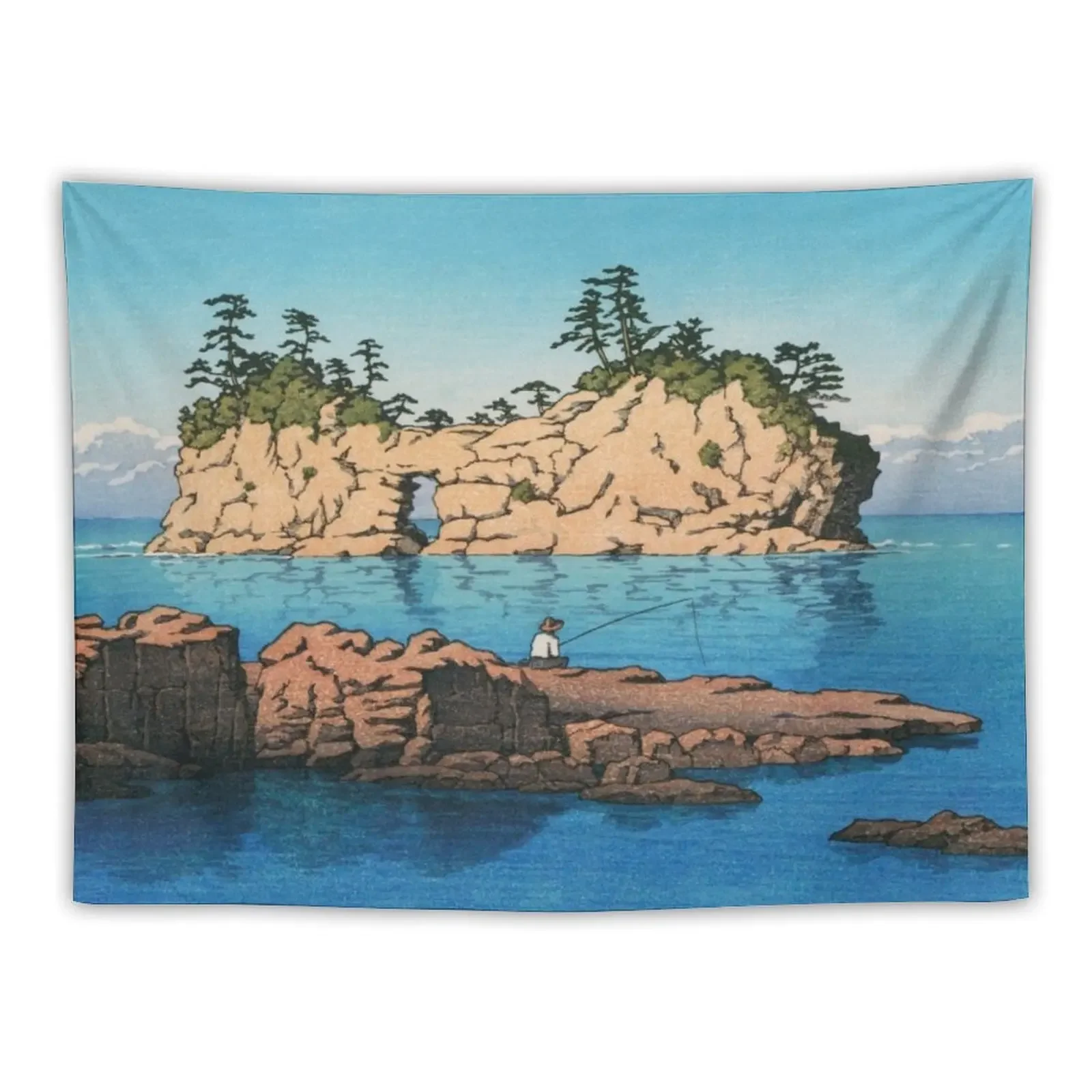 Engetsu Island in Shirahama by Kawase Hasui Tapestry Decoration Wall Aesthetic Home Decor Tapestry