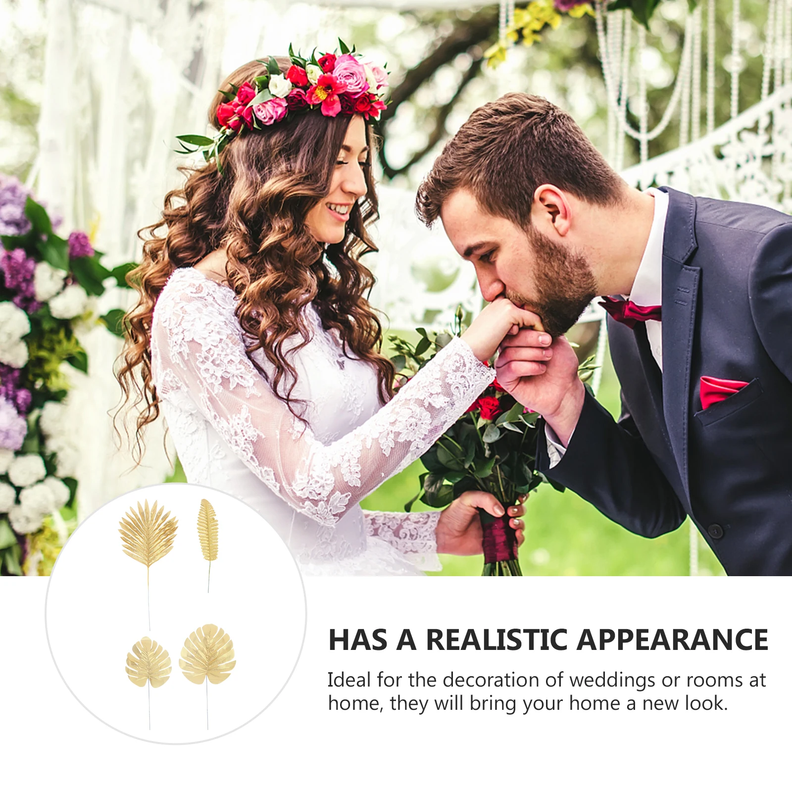 

20pcs Simulation Leaves Picks Lifelike Artificial Plant Ornament Wedding Home Decor Party Layout Golden Evening Decoration