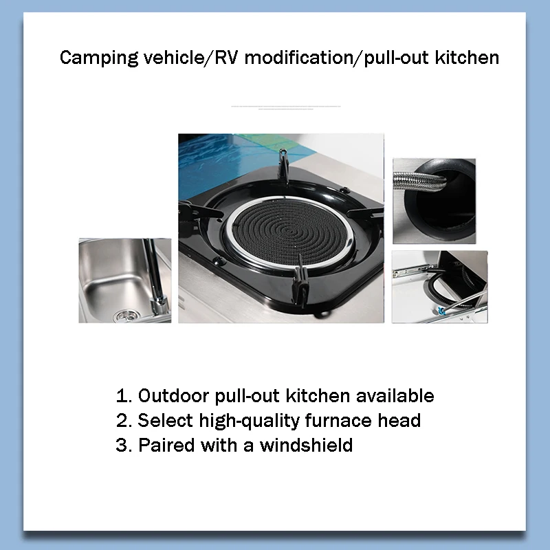 RV Caravan kuchnia ze stali nierdzewnej jeden palnik Pull typu kuchenka gazowa zintegrowana ze zlewem i szufladą na zewnątrz kuchnia