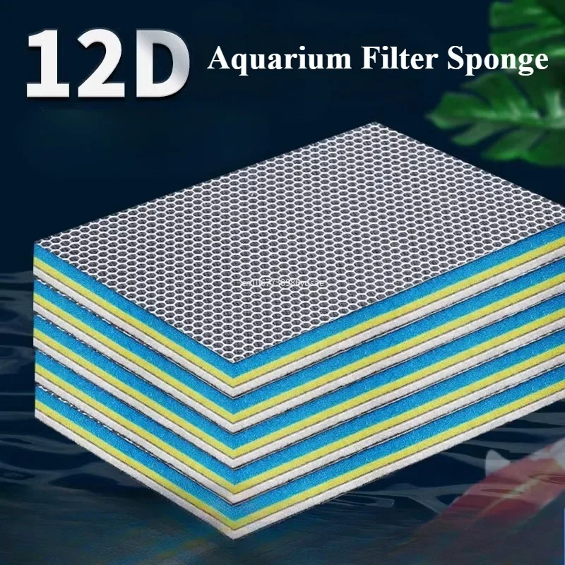 10D Aquarium Filter Sponge Media Upgraded 8-Layer No Glue Filter Pads Fish Tank Skimmer Koi Pond Filter Cotton Accessories 수족관